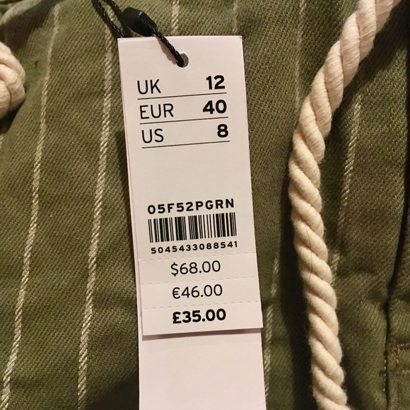 NEW TOPSHOP Rope Belt Stripe Paperbag Short Size 8 - Picture 5 of 7